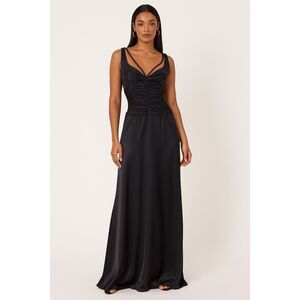 Ellie Tahari 100% Silk Black Maxi Formal Dress